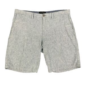 Banana Republic Shorts Mens 36 Blue White Linen Cotton Blend Aiden Flat Front